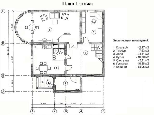 Камин на плане дома